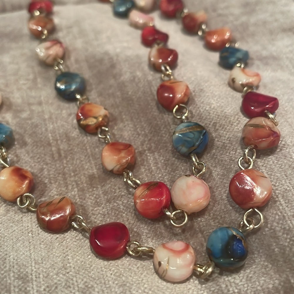 Colorful Lightweight Beaded Necklace 34” - Picture 2 of 6